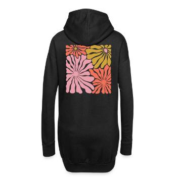 Frühlingsblüten Pop-Art Muster - Hoodie-Kleid - Schwarz - Hinten