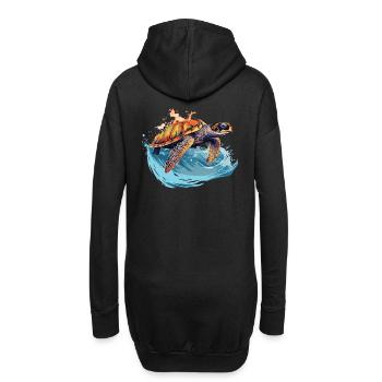 Tortue de mer sauvage dans la vague - Sweat-shirt à capuche long Femme - noir - Dos