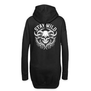 Bleib Wild Schädel Tribal - Hoodie-Kleid - Schwarz - Hinten