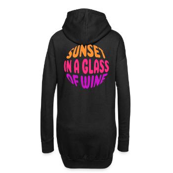 Sunset in a Glass of Wine - Sommer Spruch - Hoodie-Kleid - Schwarz - Hinten
