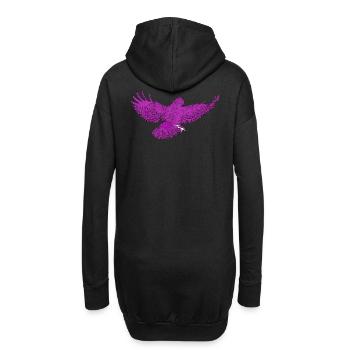 Greifvogel im Flug, Andersfarbig - Hoodie-Kleid - Schwarz - Hinten