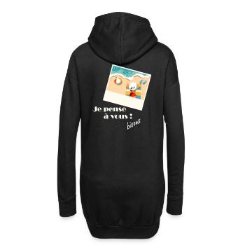 Je pense à vous sur la plage - Sweat-shirt à capuche long Femme - noir - Dos