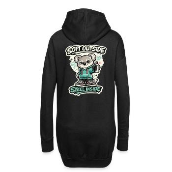 Douceur à l’extérieur, acier à l’intérieur – Koala Streetart - Sweat-shirt à capuche long Femme - noir - Dos