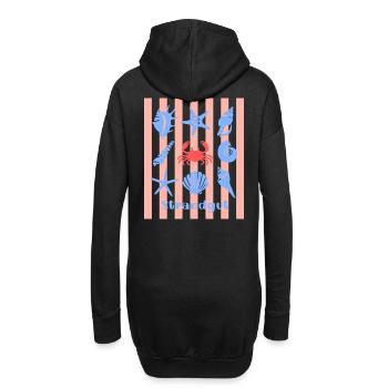 Strandgut Muscheln Seesterne und Krebs - Hoodie-Kleid - Schwarz - Hinten
