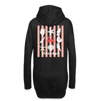 Strandgut Muscheln Seesterne und Krebs - Hoodie-Kleid - Schwarz - Hinten