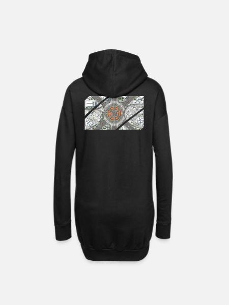 Urbanes Kreisverkehrs-Mosaik - Hoodie-Kleid - Schwarz