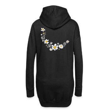 Guirlande florale - Sweat-shirt à capuche long Femme - noir - Dos