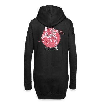 Ephemeral Blossom: Japanese Sakura - Hoodie-Kleid - Schwarz - Hinten