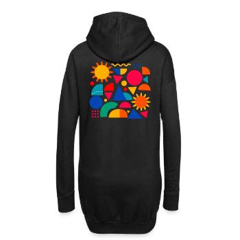 Geometrische Farbexplosion: Sonnige Formen - Hoodie-Kleid - Schwarz - Hinten