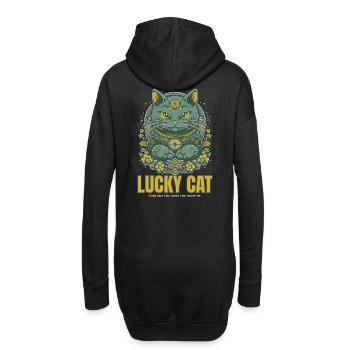 Lucky Cat Glückskatze Maneki Neko Jade - Hoodie-Kleid - Schwarz - Hinten