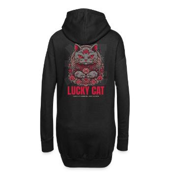 Lucky Cat Glückskatze Maneki Neko Rot - Hoodie-Kleid - Schwarz - Hinten