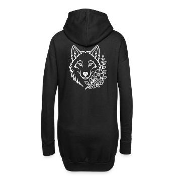 Loup aux fleurs Art naturel élégant - Sweat-shirt à capuche long Femme - noir - Dos