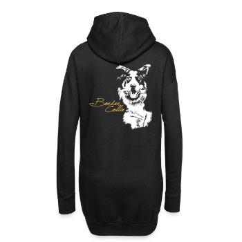 Border Collie Portrait auf schwarz - Hoodie-Kleid - Schwarz - Hinten
