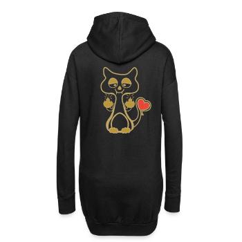 Kätzchen zeigt Mittelfinger - Hoodie-Kleid - Schwarz - Hinten