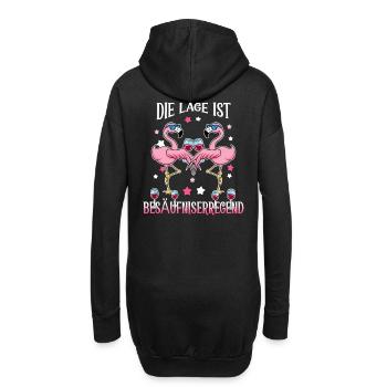 Betrunkene Flamingos - Hoodie-Kleid - Schwarz - Hinten