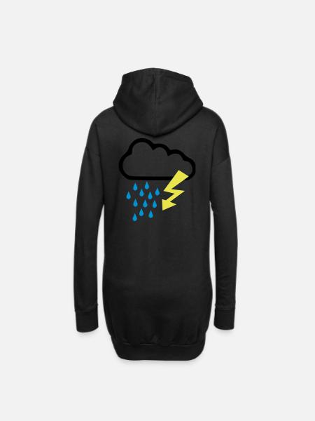 Orage - Temps - Flash - Sweat-shirt à capuche long Femme - noir