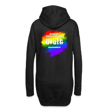 Komm, lass uns die Welt bemalen - Hoodie-Kleid - Schwarz - Hinten