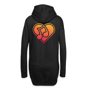 Coeur avec note de musique j'aime la musique - Sweat-shirt à capuche long Femme - noir - Dos