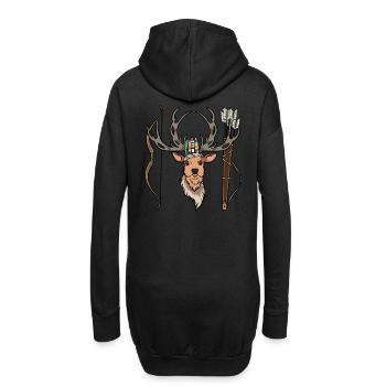 Cerf, Wapiti, Bois, Tête De Cerf, Chasses Sauvages - Sweat-shirt à capuche long Femme - noir - Dos