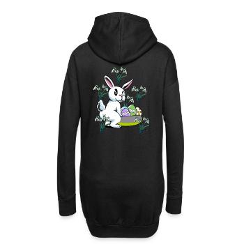 Fleurs de perce-neige de printemps Lapin de Pâques - Sweat-shirt à capuche long Femme - noir - Dos