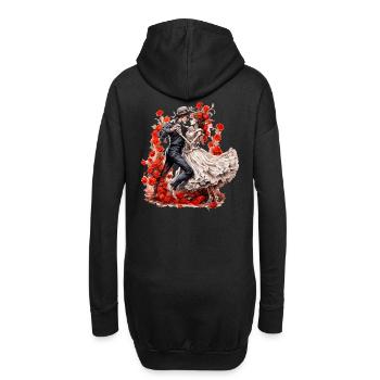 Tanzende Skelette mit Rosen 2 - Hoodie-Kleid - Schwarz - Hinten