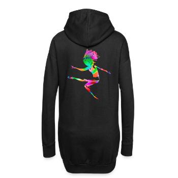 Fraktal & Regenbogen, Nerd Geschenk, Tänzer & bunt - Hoodie-Kleid - Schwarz - Hinten