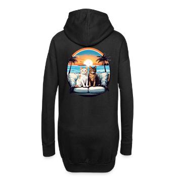 Chats au bord de la mer - Sweat-shirt à capuche long Femme - noir - Dos