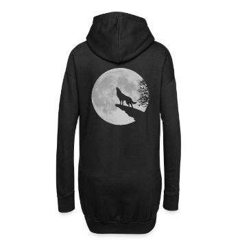 Werwolf Wolf heulen Mond Vollmond Klippe Felsen - Hoodie-Kleid - Schwarz - Hinten