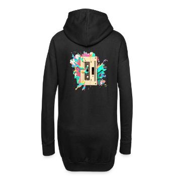 Cassette rétro - Sweat-shirt à capuche long Femme - noir - Dos