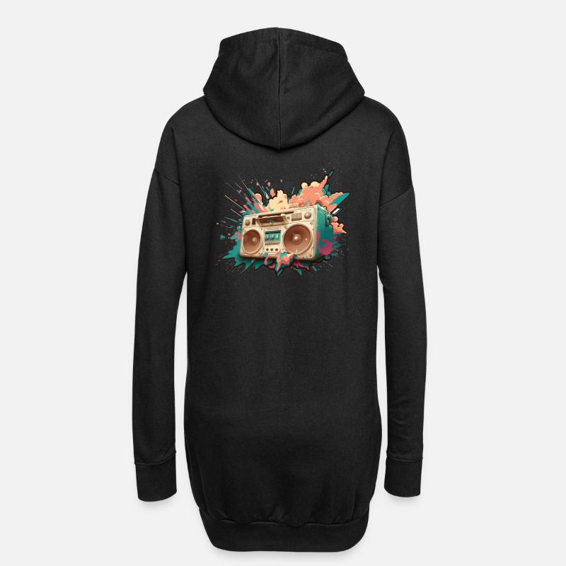 Explosion stéréo - Sweat-shirt à capuche long Femme - noir