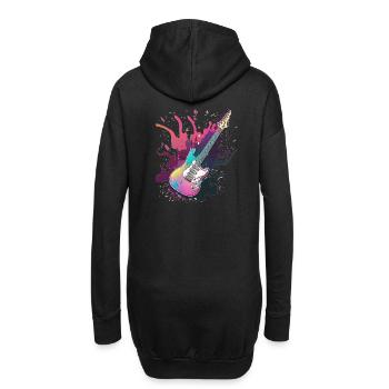 Flammende Gitarre - Hoodie-Kleid - Schwarz - Hinten