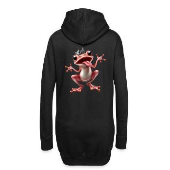 Princesse grenouille rose folle avec couronne - Sweat-shirt à capuche long Femme - noir - Dos