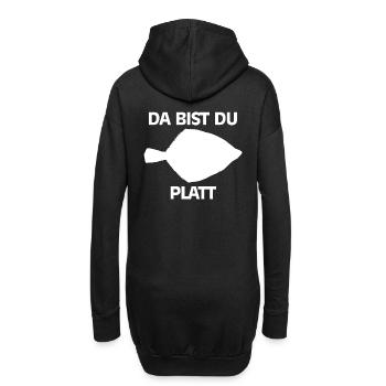 Da Bist Du Platt Geschenk Angler Scholle Ostsee - Hoodie-Kleid - Schwarz - Hinten