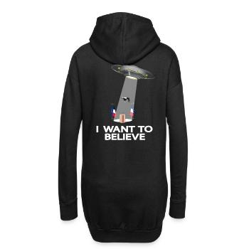 I WANT TO BELIEVE - MACRON - Sweat-shirt à capuche long Femme - noir - Dos
