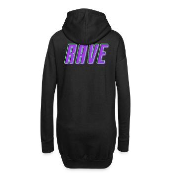 Retro 80er 90er Rave Schriftzug - Hoodie-Kleid - Schwarz - Hinten