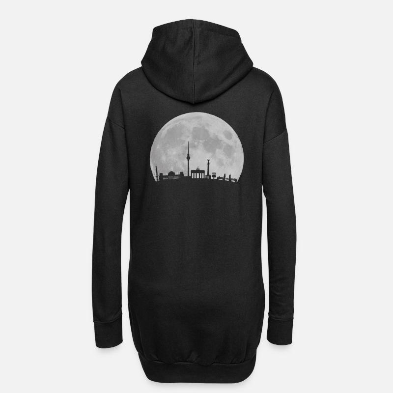 Berlin Skyline vor Mond Fernsehturm Bundestag - Hoodie-Kleid - Schwarz