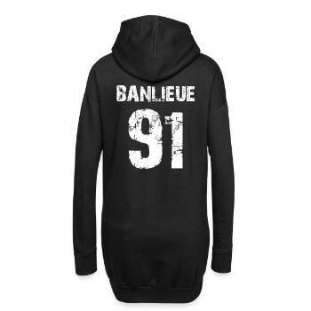 banlieue 91 - Sweat-shirt à capuche long Femme - noir - Dos
