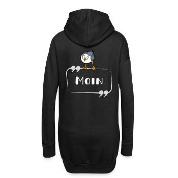 Moin Möwe neugierig Schriftzug Norddeutsch Maritim - Hoodie-Kleid - Schwarz - Hinten