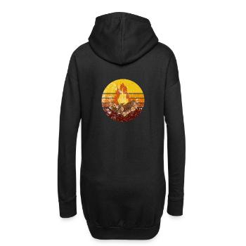Lagerfeuer Camping Retro - Hoodie-Kleid - Schwarz - Hinten