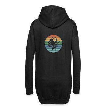 Octopus Retro - Hoodie-Kleid - Schwarz - Hinten