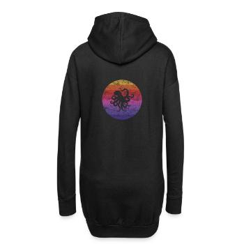 Octopus Retro - Hoodie-Kleid - Schwarz - Hinten
