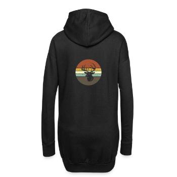 Hirsch Geweihträger Rétro - Sweat-shirt à capuche long Femme - noir - Dos