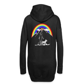 Femme avec chien arc-en-ciel - Sweat-shirt à capuche long Femme - noir - Dos