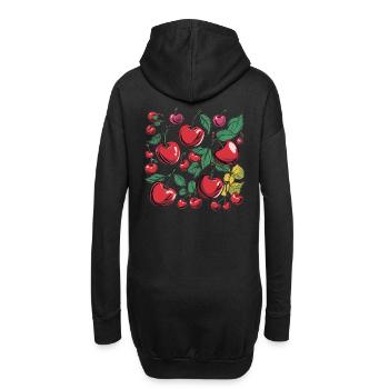 Cerises rétro Vintage jardin de fruits grignotage d’été - Sweat-shirt à capuche long Femme - noir - Dos