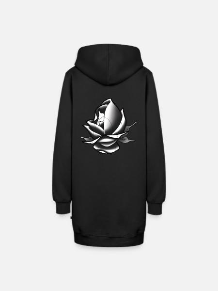Neo Traditionelle Rose - Hoodie-Kleid - Schwarz