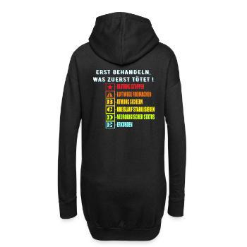 112 ABC Schema,RTW Notfallsanitäter,Shirt deutsch - Hoodie-Kleid - Schwarz - Hinten