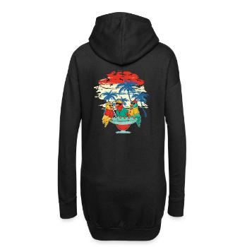 Beach Papageien,Party Vögel Cocktail Urlaub Shirt - Hoodie-Kleid - Schwarz - Hinten