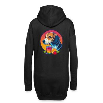 Beagle avec boisson et fruits - Sweat-shirt à capuche long Femme - noir - Dos