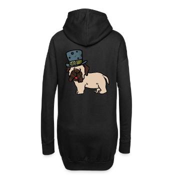 Geschenkidee Hundehalter Mops Hut Mister Sir - Hoodie-Kleid - Schwarz - Hinten