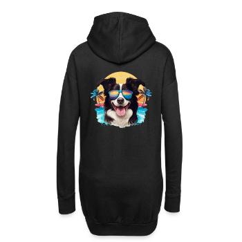 cooler süßer Border Collie mit Sonnenbrille - Hoodie-Kleid - Schwarz - Hinten